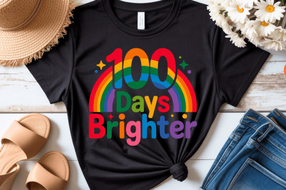 100 Days Brighter Rainbow Clipart PNG
