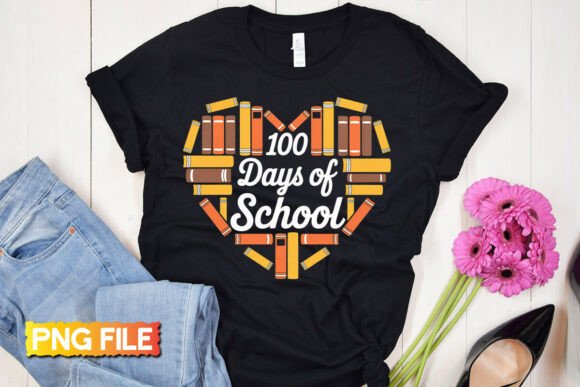 100 Days of School Books Heart PNG
