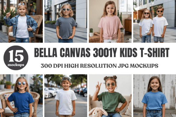 Bella Canvas 3001Y Kids Mockup Bundle 1: Elevating Your Design Presentations