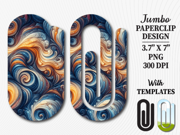 Blue Orange Abstract Jumbo Paperclip