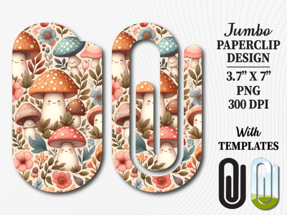 Cottagecore Mushroom Jumbo Paperclip: A Digital Design for Creative Crafting