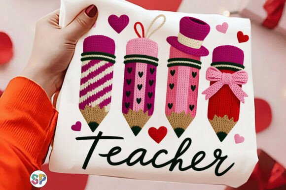 Faux Yarn Pencil Teacher Sublimation PNG