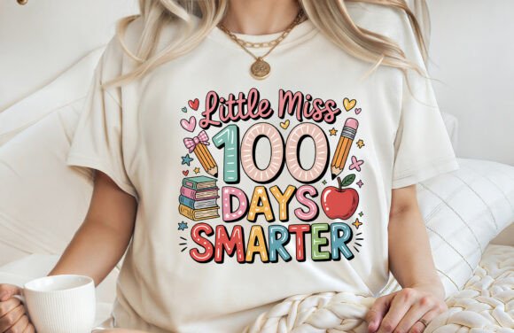 Little Miss 100 Days Smarter T-shirt PNG