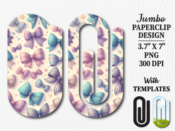 Purple Blue Bows Pattern Jumbo Paperclip