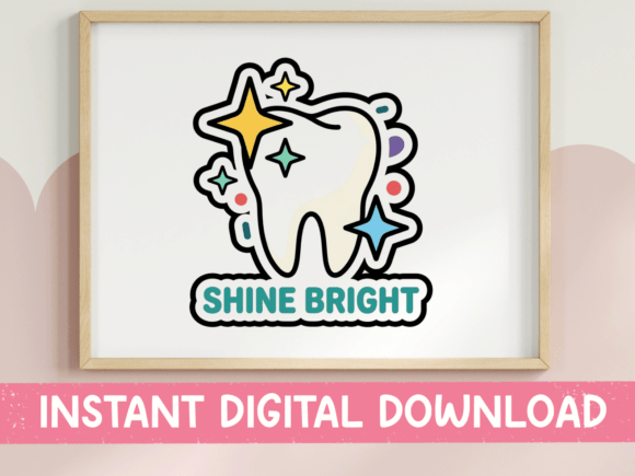 Shine Bright Kawaii Tooth Sticker Design