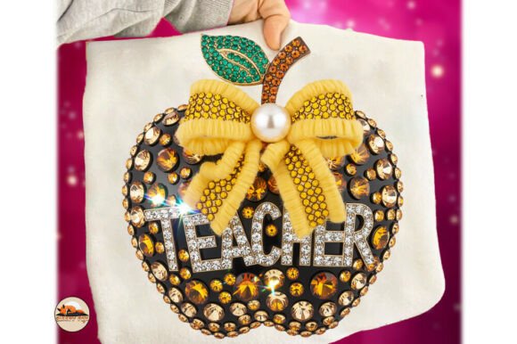Unleash Creativity with the Rhinestone Apple Diamond Teacher School PNG Design